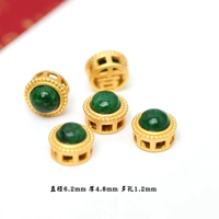 Одна серебряная бусина 73#, инкрустированная пряным зеленым нефритом