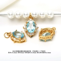 Серебряный кулон 122 # с бриллиантовым голубым топазом