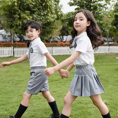 2021 new kindergarten school uniform suit primary school class suit short-sleeved two-piece children's summer garden suit British style