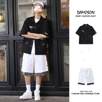 Summer new short-sleeved shirt male student design sense niche thin loose Joker coat handsome tooling set