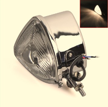 Electroplating + White Glass (CHCl)For Halley motorcycle Headlamp Retro refit triangle Metal Glass Headlamp currency automative lighting