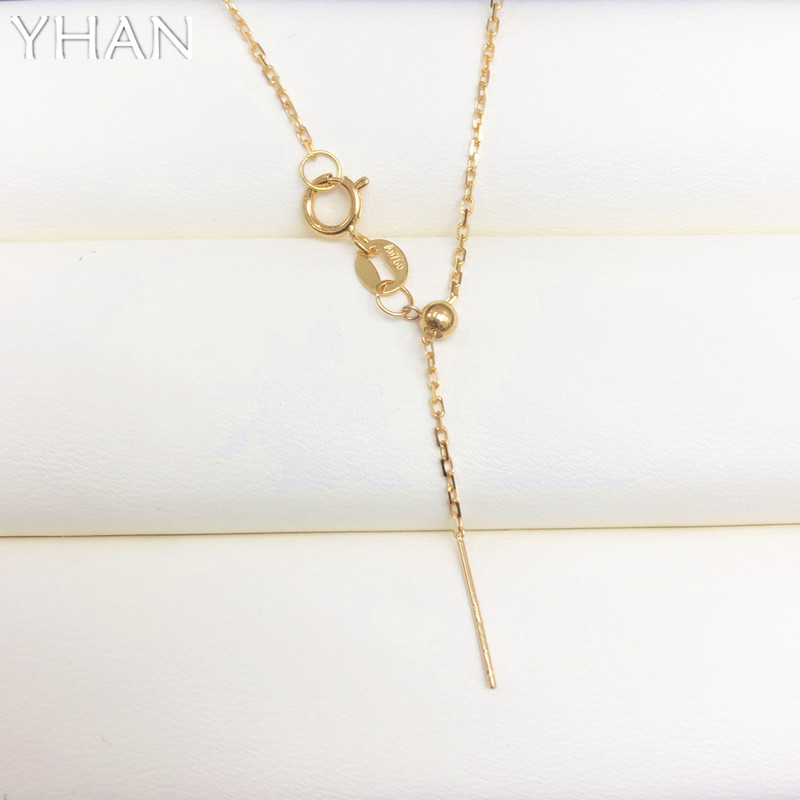 AU750 Needle Chain Universal Adjustable Cross Chain Square Chain 18K Yellow Gold Rose Gold Pearl Passepartout