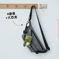 Серый 【4 значки + динозавр】