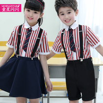 Child star sparkle Childrens performance suit Childrens dance suit Boy strap performance clothing Summer dress College style suit