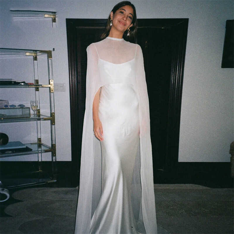 New Bridal Wedding Dress Chiffon Shawl Banquet French Light Luxury High-End White Trailing Cape Cloak for Women