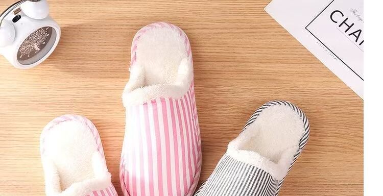 dép đi trong vài bông phụ nữ 2018 mới kiểu Nhật nhà nội thất nặng có đáy chống trượt nhung ấm áp mùa đông nhà của nam giới - Trang chủ dép mang trong nhà tắm
