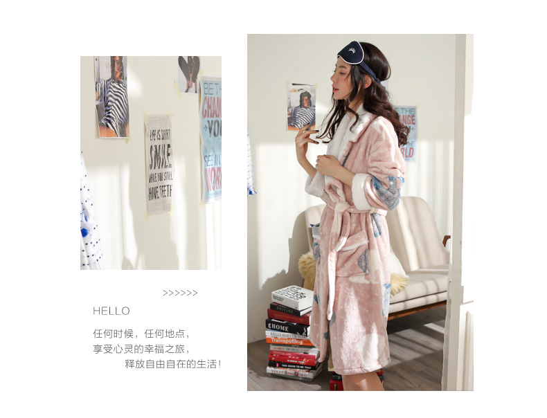 2019 áo ngủ mới nữ mùa đông san hô nhung dày dày đoạn dài đồ ngủ flannel phụ nữ mùa thu và mùa đông áo choàng dài mùa đông - Night Robe đồ ngủ trẻ em
