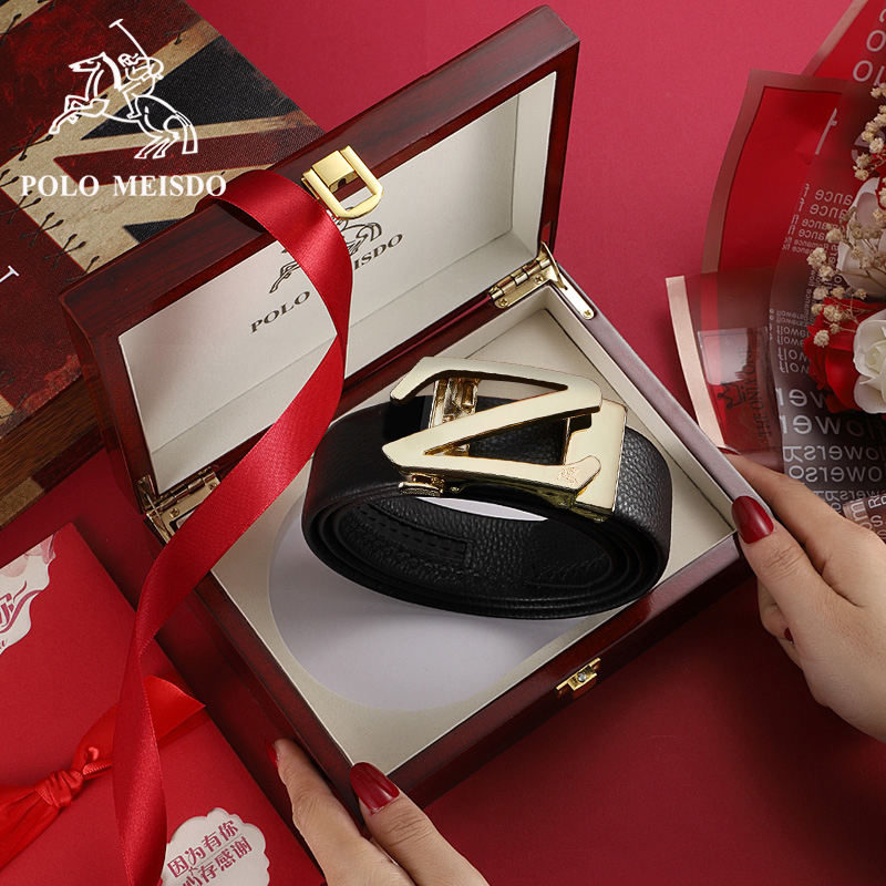 British Raf Lauren Polo men's leather business automatic buckle belt luxury brand young men's tide