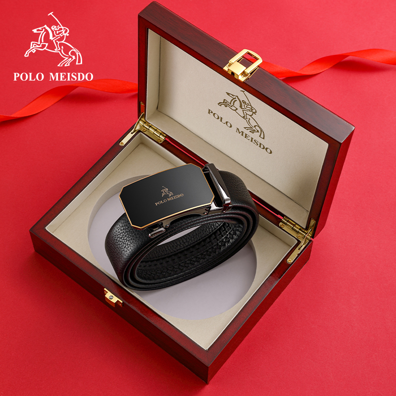 British Ralph Lauren polo belt men's leather business automatic buckle pants luxury brand men's leather belt high-end gift box