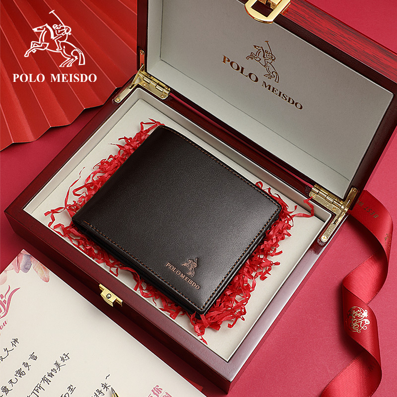 British Rav Laurenmarball Men's wallet Short Leather 2021 New Coffee Color Upscale Branded Leather Wallet Soft Bull Leather Wallet