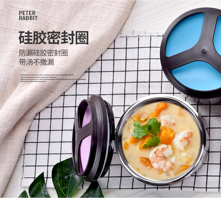 Anh hơn thỏ chân không cách nhiệt hộp cơm trưa 1 lớp 304 cách nhiệt thùng thép không gỉ dành cho người lớn hộp cơm trưa một lớp nồi - Hộp cơm điện sưởi ấm hộp cơm hâm nóng
