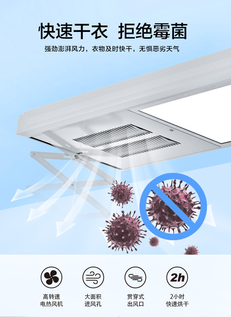 松下 Panasonic 智能电动晾衣架 50度恒温2小时速干衣物 图1