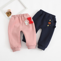 Baby girl wears two layers of Gary thick autumn and winter pants big pp pants wear baby boy 0-3 years old warm 2