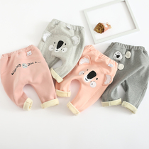 Male and female baby plus velvet pants big pp Harlan child 0-3 years old butt pants baby wearing foreign cartoon 2 autumn and winter