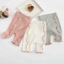 Female baby Summer 7-point pants baby cotton big pp open stall shorts children Haren pants thin air conditioning pants 0-3 years old