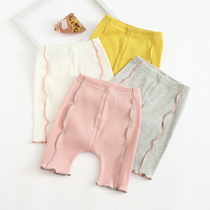 Summer baby big pp shorts baby leggings girls Capri pants foreign cotton Haren pants open file thin
