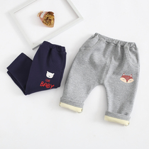 Men and women Baby plus velvet baby wear autumn and winter children cotton open file pp0-3 years old Leisure Big Ass leggings 2