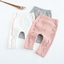 Baby leggings infant outer wear elastic Western style da pp ku hu du cotton pi pi ku White autumn girls