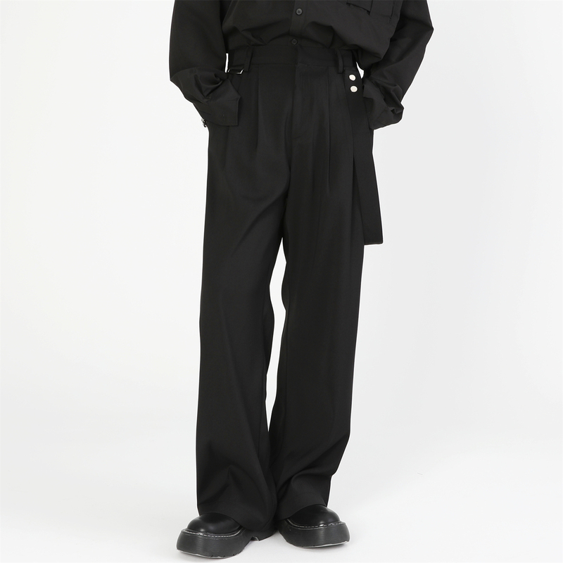 Bob Yamamoto Style Minimalist Niche Design Dress Pants Casual Wide-Leg Mature Style Long Pants Straight Dark Minimalist Men's Pants Bob Yamamoto Style Minimalist Niche Design Dress Pants Casual Wide-Leg Mature Style Long Pants Straight Dark Minimalist Men's Pants