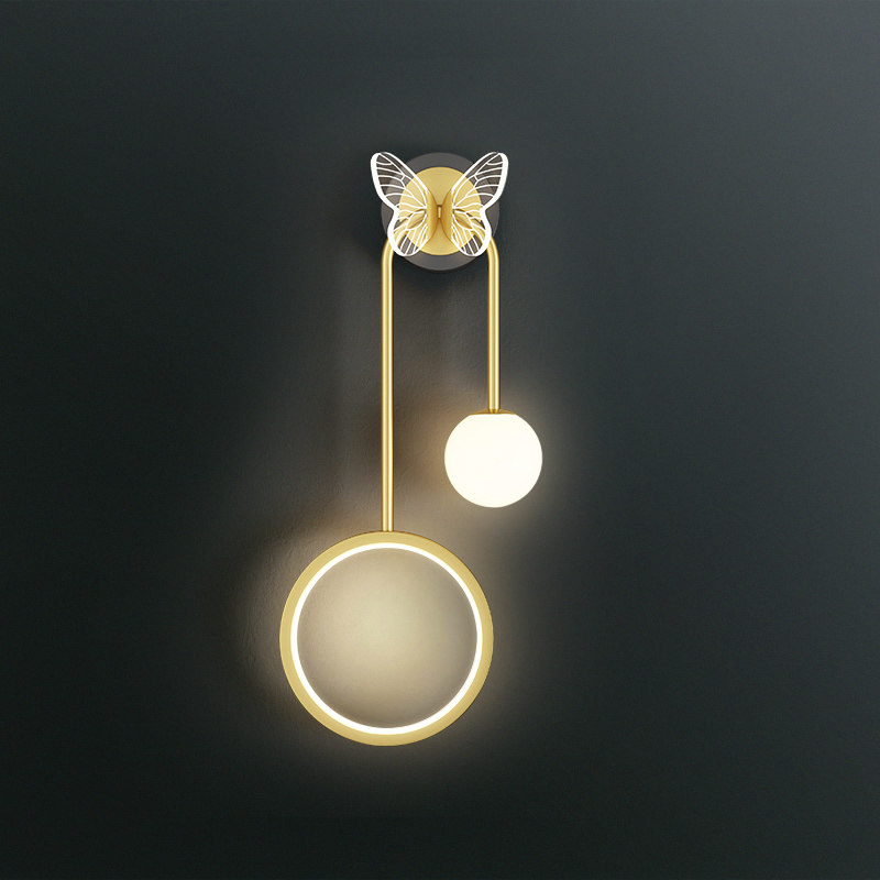 Nordic Creative Wall Lamp Bedroom Bedside Headlights Modern Minima Magic Bean Living Room Background Wall Light Butterfly Aisle Corridor Light