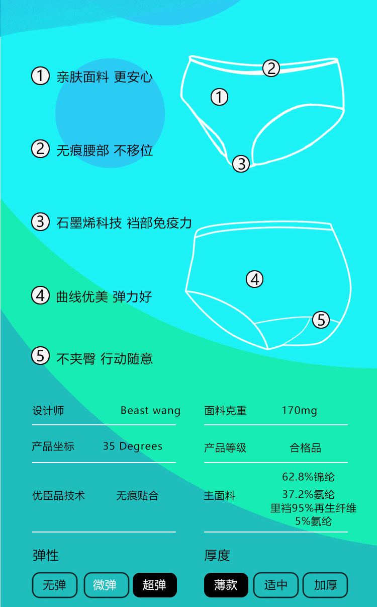 裸感速干不卷边,石墨烯抗菌:3条 优臣品 女士无痕冰丝内裤 29.8元包邮 值值值-买手聚集的地方