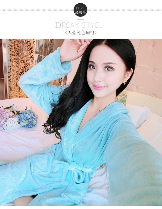 Áo ngủ mùa đông nữ flannel áo choàng tắm đồ ngủ dày cộng với áo choàng dài đôi áo choàng san hô lông cừu kích thước lớn dịch vụ nhà