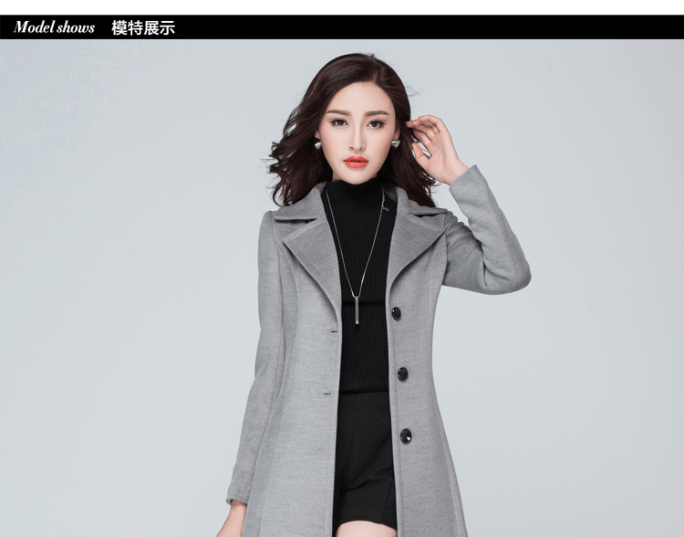 2017 mùa thu và mùa đông phụ nữ mới của len coat eo eo áo len Slim dài áo gió nữ đoạn dài trên đầu gối mẫu áo dạ ngắn đẹp 2019