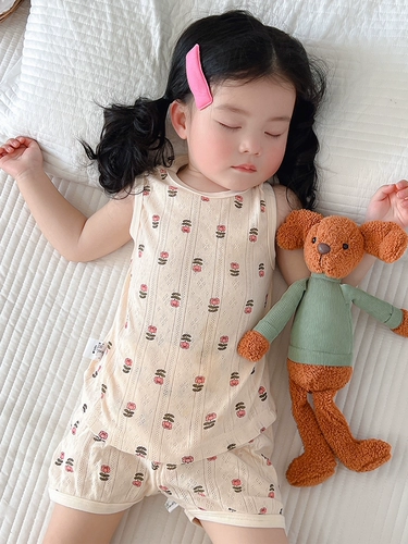 Детская хлопковая пижама, тонкая летняя майка топ, комплект для мальчиков, детский комбинезон