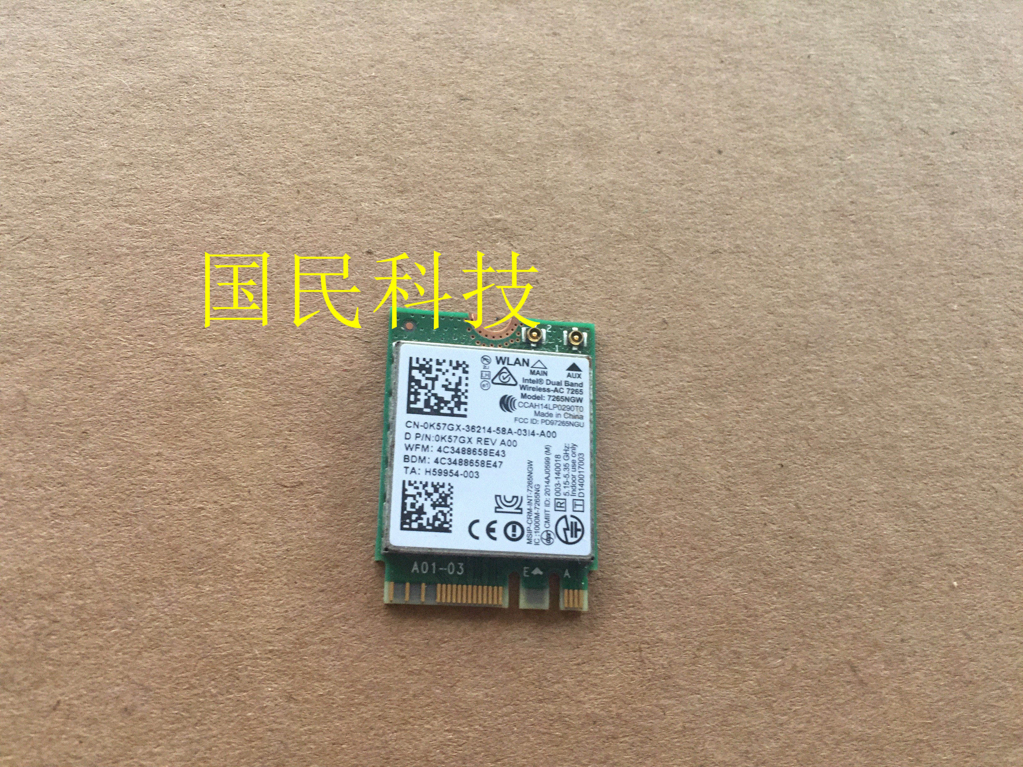 Original DELL 7265 7260 wireless network card 0K57GX K57GX physical shooting