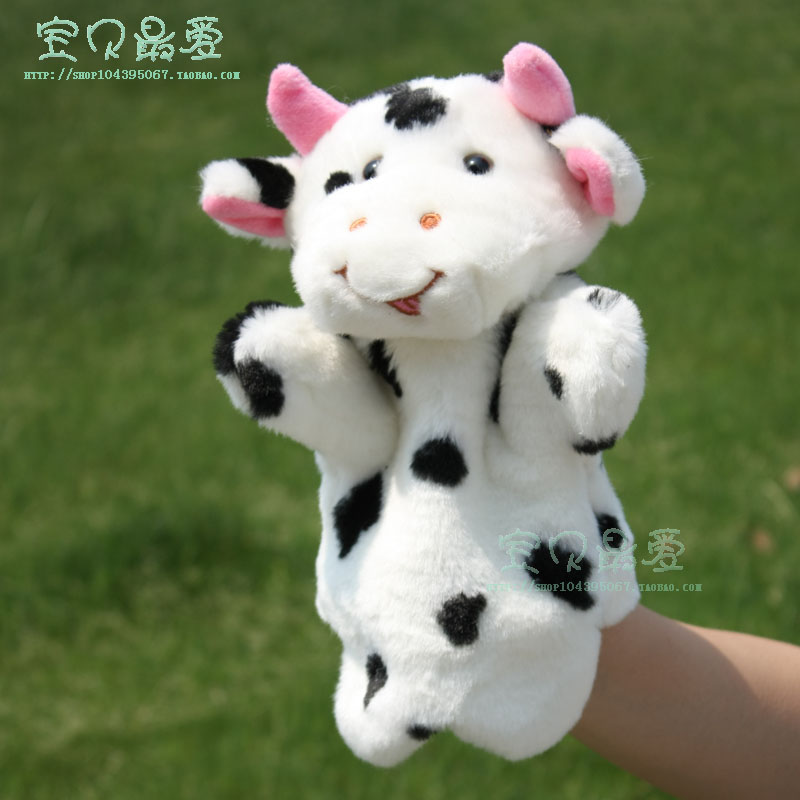 New Pint Cows Hand Puppet Children Early Education By Caressing Puzzle Storytelling Animal Set Hand Wool Suede Toy Big