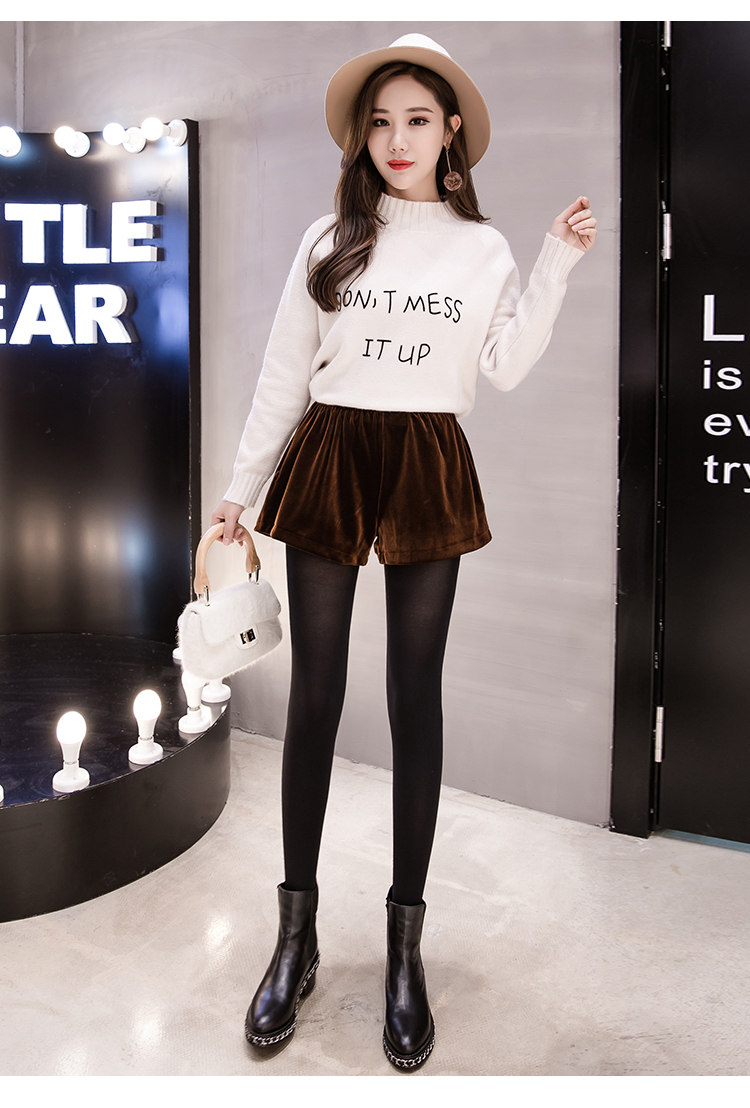 Quần short phân bón XL phụ nữ mặc 2018 mới thu đông và eo cao cạp cao quần legging ống rộng 200 kg quần sooc đẹp cho người béo