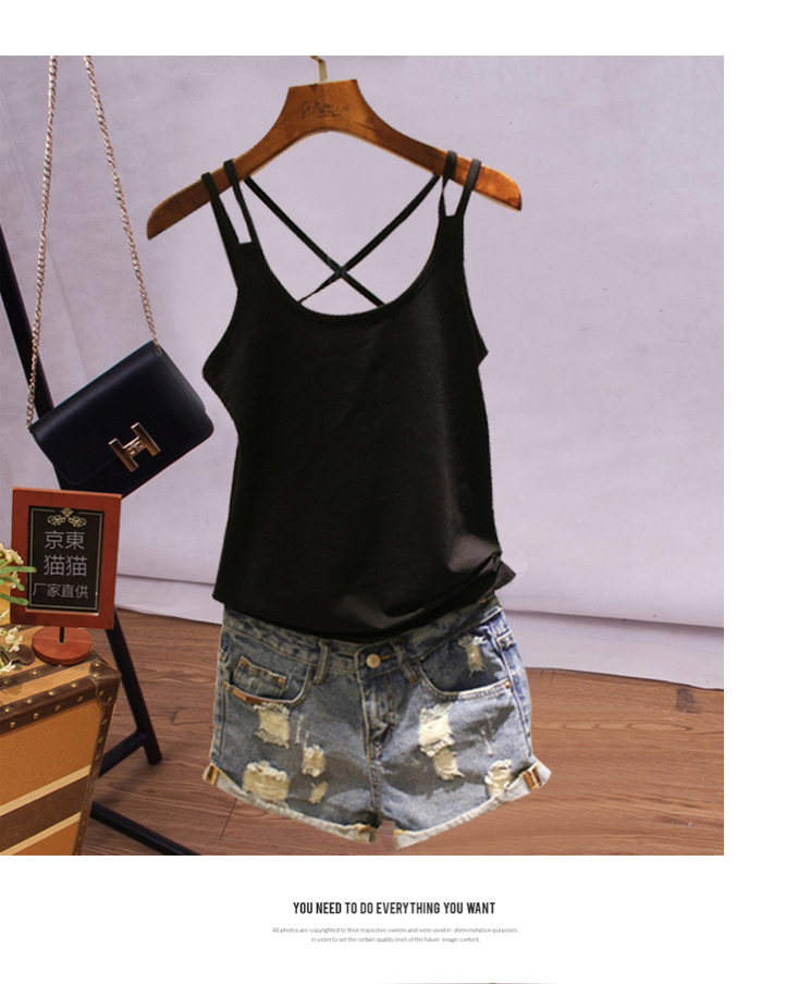 Camisole nữ mùa hè phần dưới ngắn mặc hoang dã phiên bản Hàn Quốc gợi cảm của áo cotton mỏng màu đen bên trong áo sơ mi nhỏ áo thun nữ