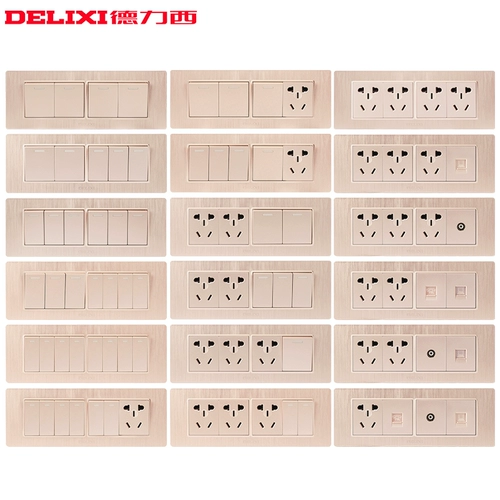 德力西 Тип 118, бытовая четырехпозиционная матовая панель с пятью отверстиями, двенадцать отверстий, 12 отверстий, несколько отверстий, розетка с выключателем