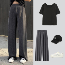 Wide leg pants women Spring model 2020 new high waist loose vertical straight pants spring and autumn Korean casual pants mopping trousers