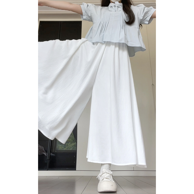 White Ice Silk Wide-Leg Pants for Women, Summer 2026 New Style, High-Waisted, Loose, Drapey, Casual, Cool, Yamamoto Half-Skirt Pants
