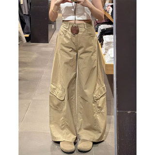 American Retro Wide-Leg Cargo Pants for Women, 2025 Autumn New Style, Loose Fit, Slimming, Multi-Pocket, Trendy Narrow-Cut Scimitar Pants