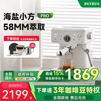 Petrus Pe3833 Sea Salt Square Pro Small Household Coffee Machine Semi-Automatic Professional Italian Style 3690