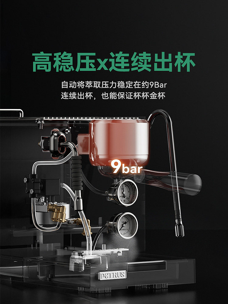 Bai Cui Pe3900 Small Commercial Coffee Machine, Fully Semi-Automatic, Home Use, Freshly Ground Espresso, Dual Pump, Triple Boiler, Platinum