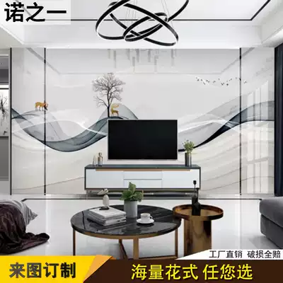 Modern simple UV Big Board TV background wall marble stone living room Film and Television Wall Roman column frame wall