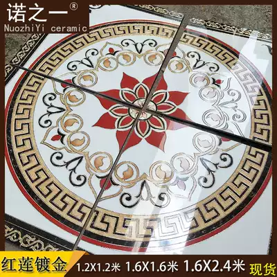 Red lotus flower entrance hall floor parquet tile Living room dining room gold-plated puzzle floor tile throwing crystal brick carpet flower pattern