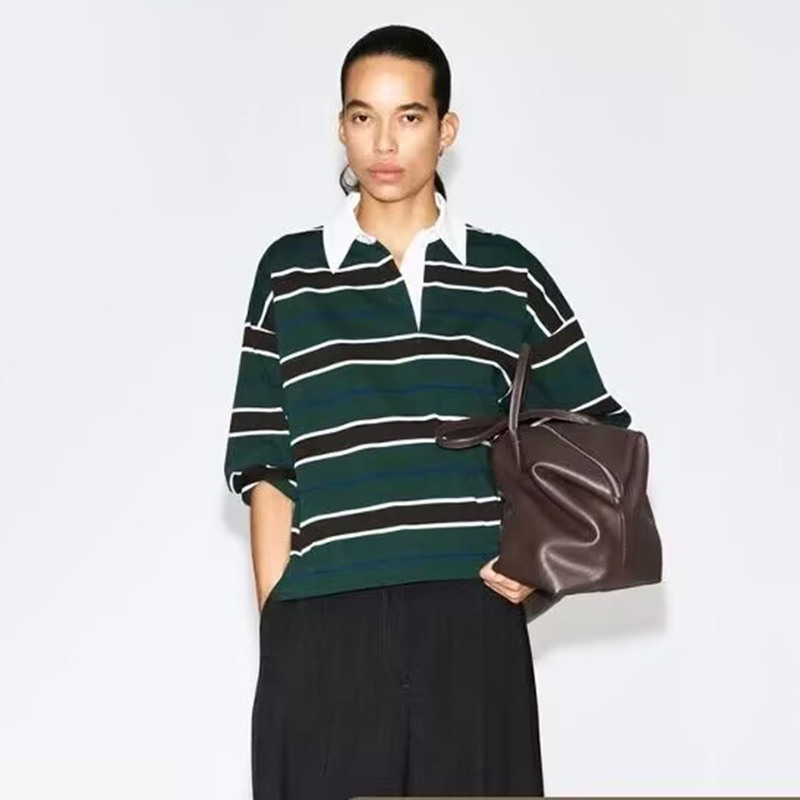 C Women's Clothing Autumn New Casual Loose Striped Green Cotton Rugby Polo Shirt T-Shirt 1351539001 C Women's Clothing Autumn New Casual Loose Striped Green Cotton Rugby Polo Shirt T-Shirt 1351539001