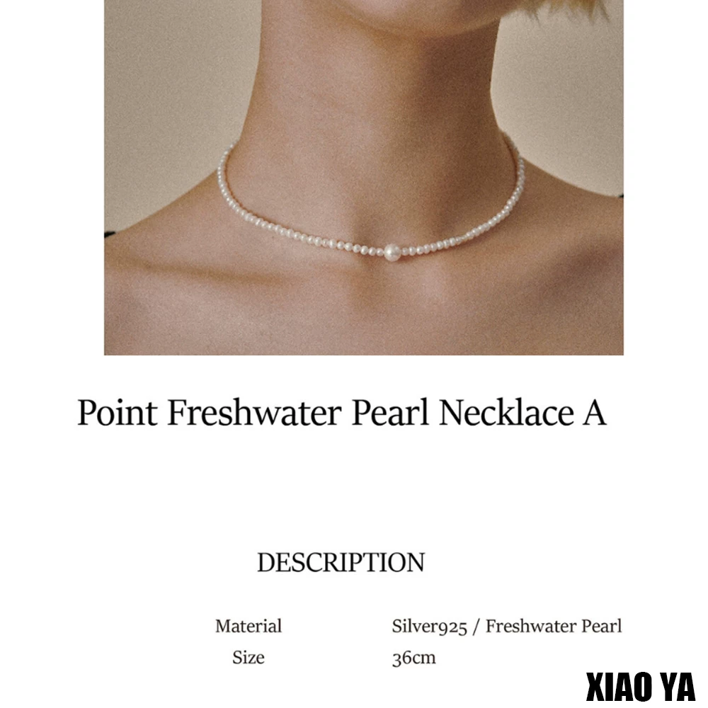 Small design organic necklace from pearl, silver 925 sample