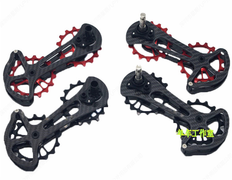Carbon fiber 16T positive and negative teeth rear leg ceramic guide wheel July 105 6800 9000 guide plate carbon leg Mano