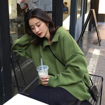 2021 New Korean French lazy wind loose wear pullover head waitmore eating earth sweater female autumn and winter thickening