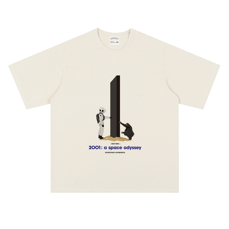 2001: a Space Odyssey Stanley Kubrick Movie T-Shirt Pure Cotton Short-Sleeved Round Neck Print 2001: a Space Odyssey Stanley Kubrick Movie T-Shirt Pure Cotton Short-Sleeved Round Neck Print