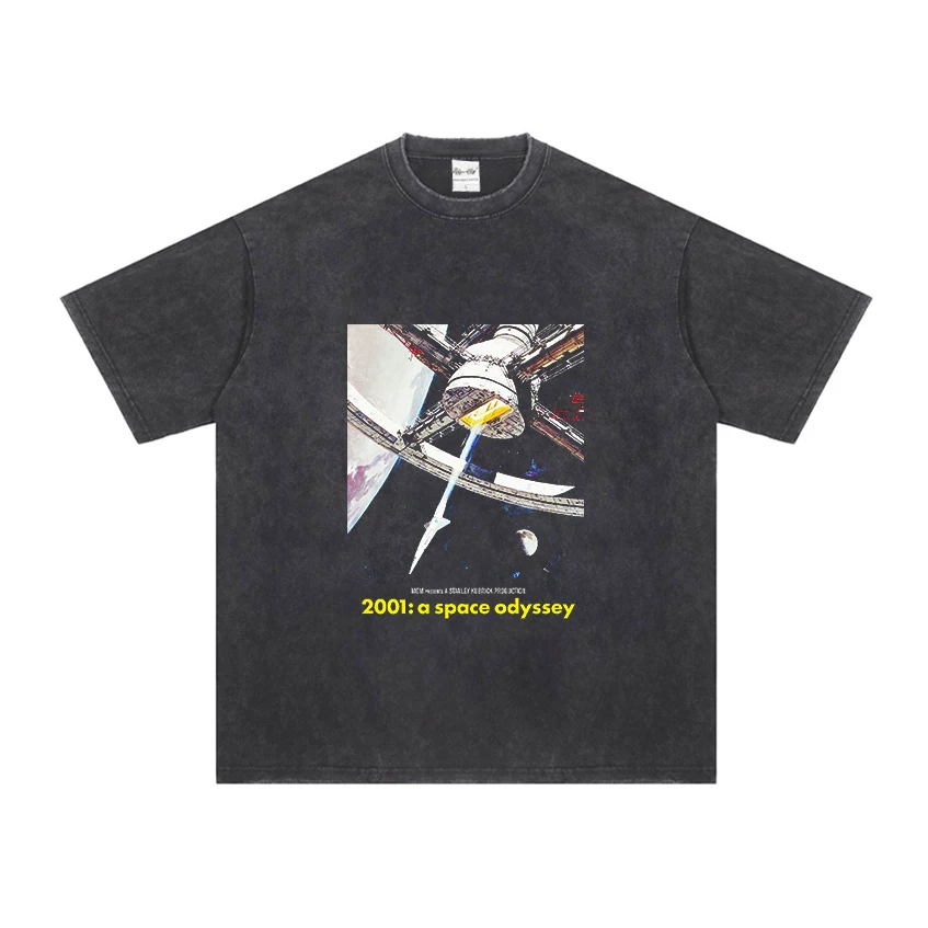 Wash and do old 2001 Space Roaming T -shirt A Space Odyssey Stan Liku Brick Movie