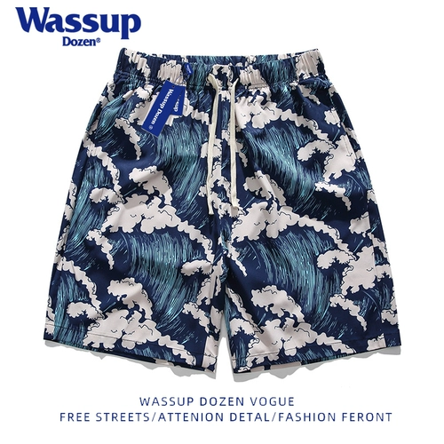 WASSUP DOZEN Спортивные пляжные шорты для отдыха, летние штаны для влюбленных, оверсайз
