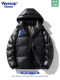 WASSUP DOZEN trendy black gold hooded shiny down jacket for men and women, winter warm loose coat for couples