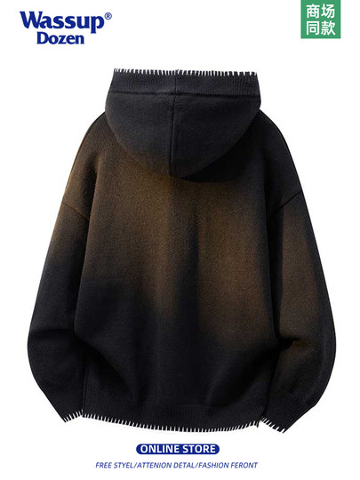 WASSUP DOZEN American retro hooded sweater men's loose and versatile trendy college sweater casual top