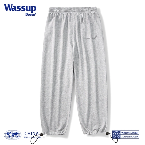 WASSUP DOZEN Мужские универсальные штаны для отдыха, свободный прямой крой, оверсайз, на шнурках